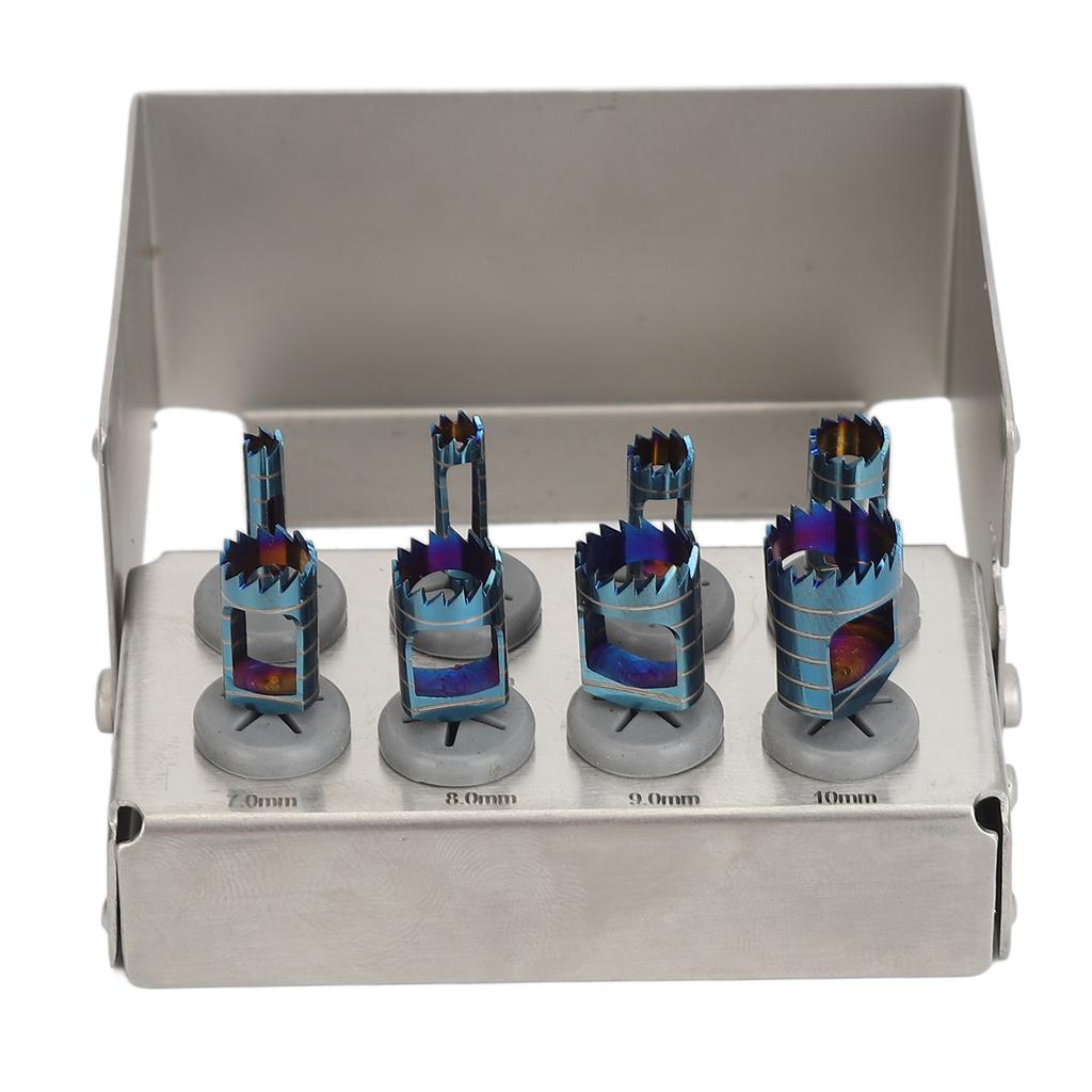 סט 8 מקדחי טרפין דנטליים כלי שתלים לרופא שיניים בורי טרפין עם מחזיק 3 עד 10 מ"מ