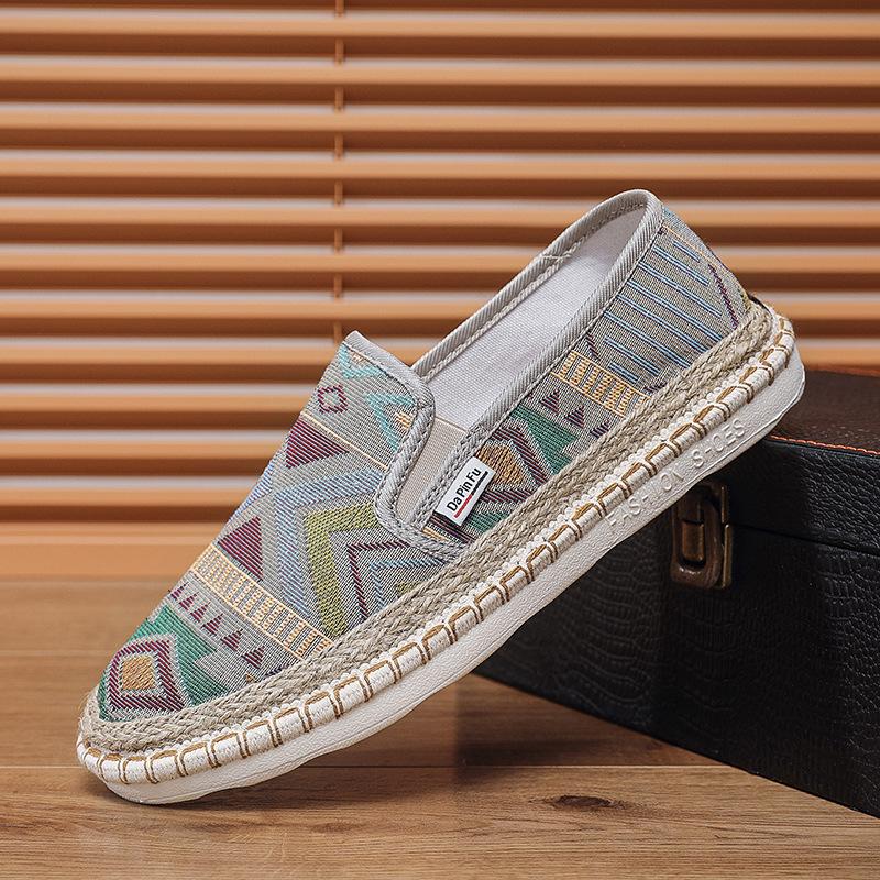 

Весна-лето, новые туфли для мужчин, повседневная обувь из парусины, трендовый принт, дышащие мокасины без застежек, классные туфли на плоской подошве в стиле рыбалки 44 синий