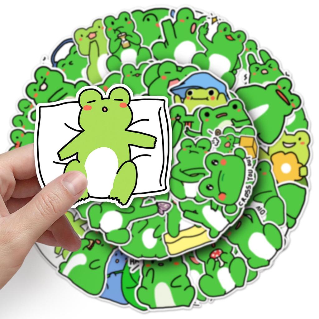 50 Cartoon Frog Stickers for DIY Phone Cases & Suitcases