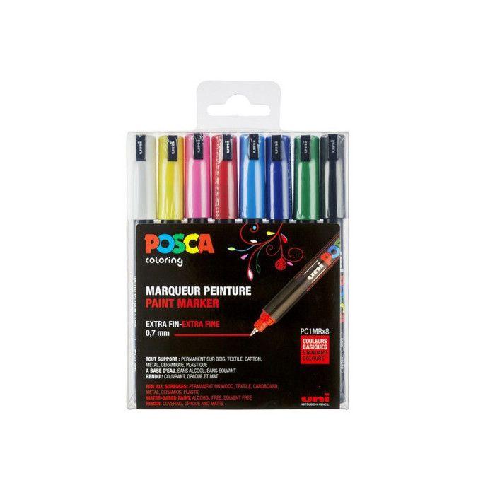 Marqueurs - POSCA - PC1MR - Pointe Extra-Fine - Indélébile - Couleurs Basiques