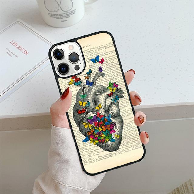 Vintage Anatomy Heart Brain Nurse Phone Case For iPhone 17 Air 14 15 16 16e 13 12 Max Cover For Apple 11 Pro Max Plus