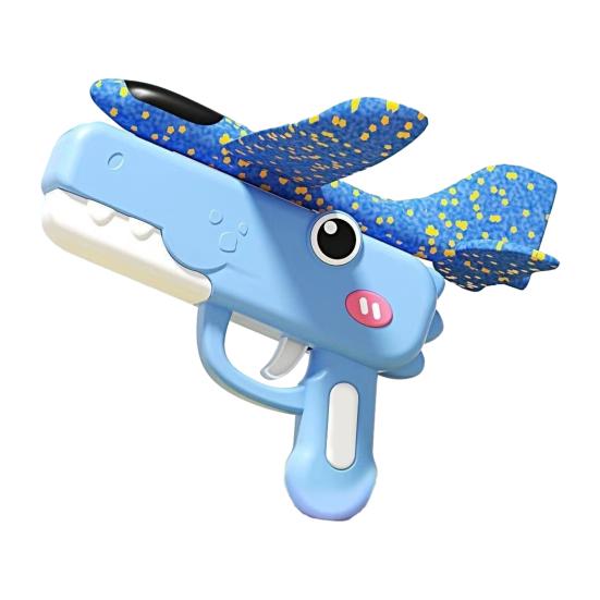 Handheld Foam Airplane Launcher with Dinosaur Design Outdoor Flying Toy for Kids 8-15m Range Lightweight Fun Gift for Boys Girls