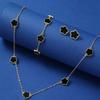 Pulsera Pendientes Collar Juego de tres piezas de Flor de Cinco Pétalos Trébol de Cinco Hojas para mujer Accesorios Elegantes Fiesta Zircón