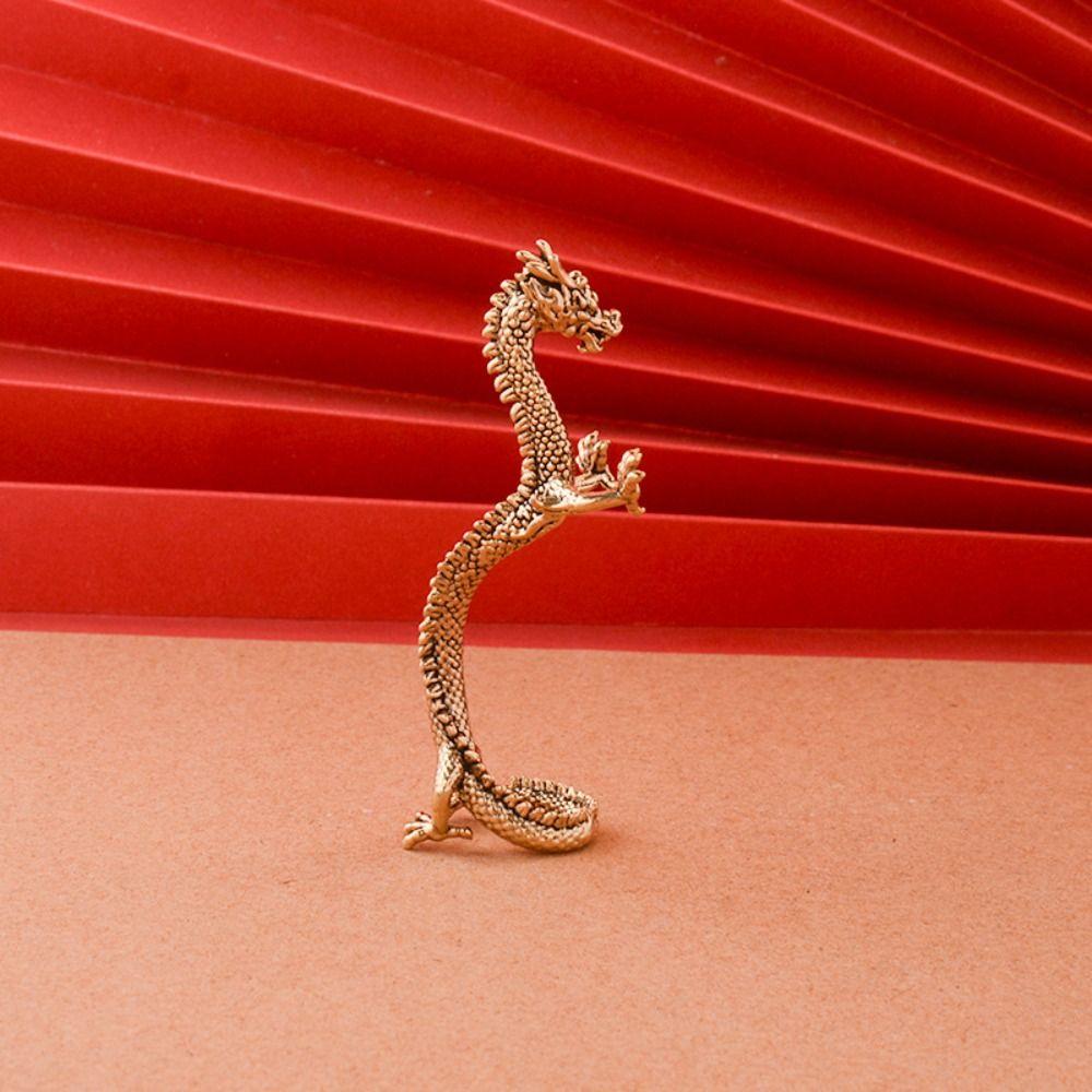 2pcs Zodiac Dragon Brass Dragon Figurines Vintage Dragon Ornament Birthday Wedding Gift