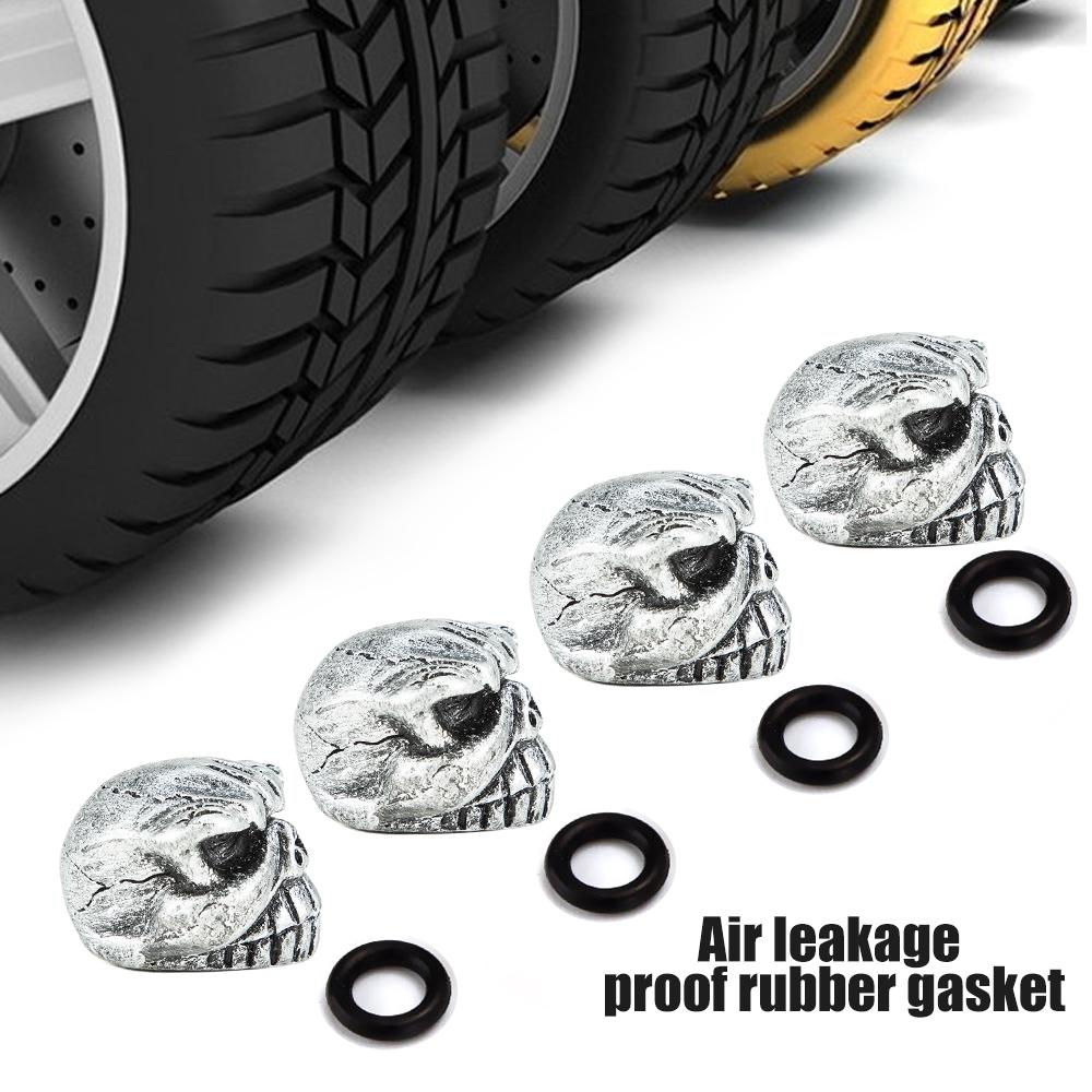 DSYCAR 4Pcs/Set Valve Caps for Tires Skull Style Universal Stem Valve Caps Attractive Dustproof Car Accessories Stem Caps1