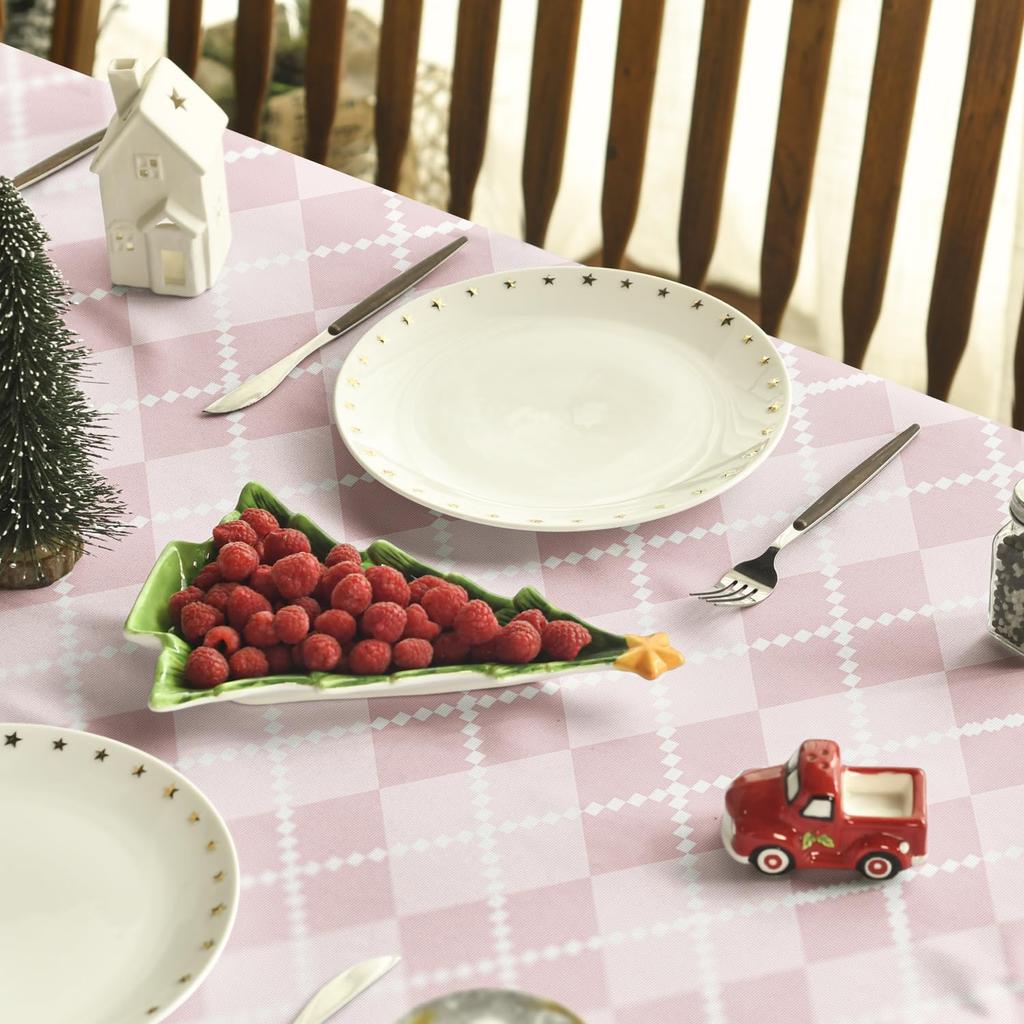 Christmas Nutcracker Pink Buffalo Plaid Rectangle Tablecloth Winter Xmas Party Decor Wedding Table Decor Navidad Decoration 2025