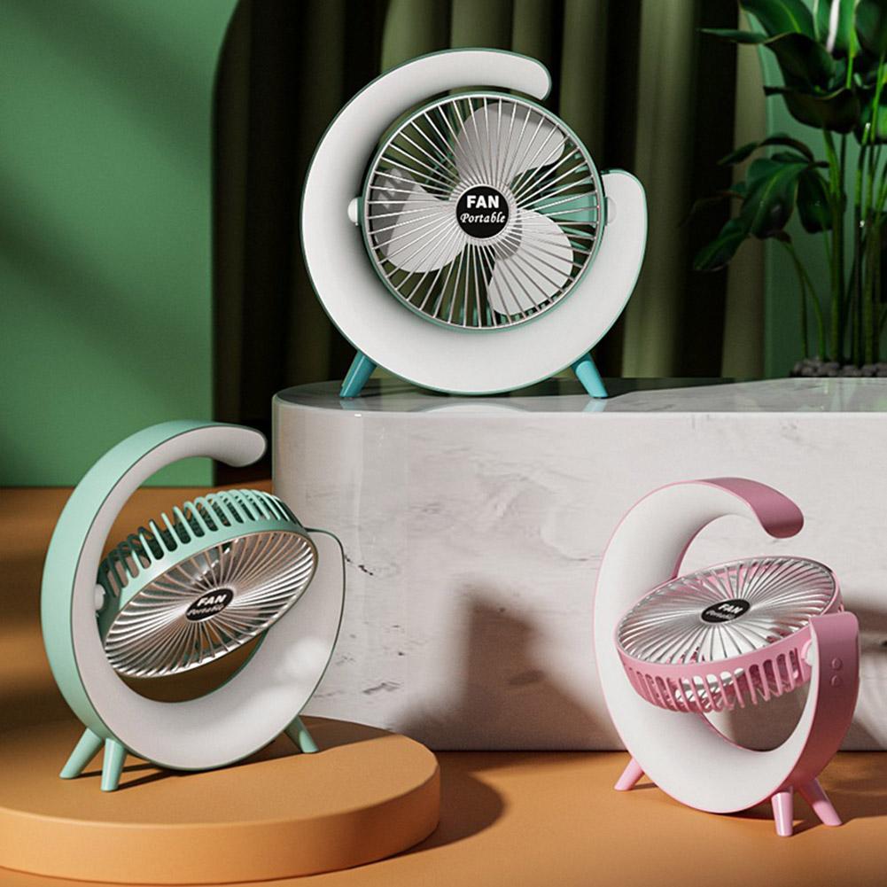 USB Personal Fan 3 Speeds Small Cooling Fan with Colorful Light Portable Table Fan for Home Office Bedroom Dorm Summer Gift