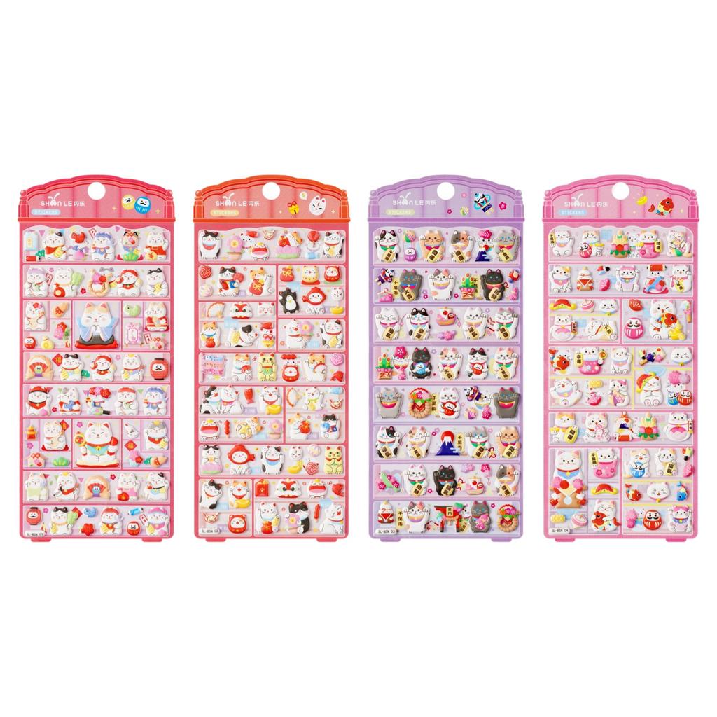 Kawaii Japanese 3D Lucky Cat Daruma Double-Layer Bubble Sticker For Scrapbooking Cute Diy Phone Case School Stationery Supply