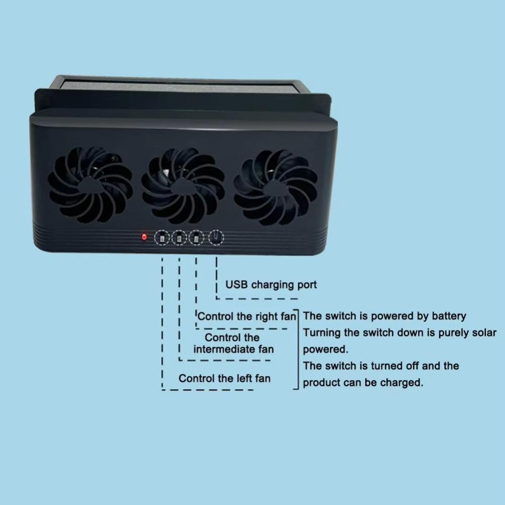 Solar Powered Cooling Fan USB Powered Auto Ventilation Fan New Air Vent Fan  All Cars