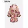Zaprha 2025 New Arrival Seaside Vacation Style Flowers Print Laminated Decoration Mini Dress 2503131