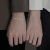 2pcs Set Exquisite Stainless Steel Claw-set Zircon Heart Shape Cuban Chain Couples Bracelets for Men Women Friends Jewelry Sets