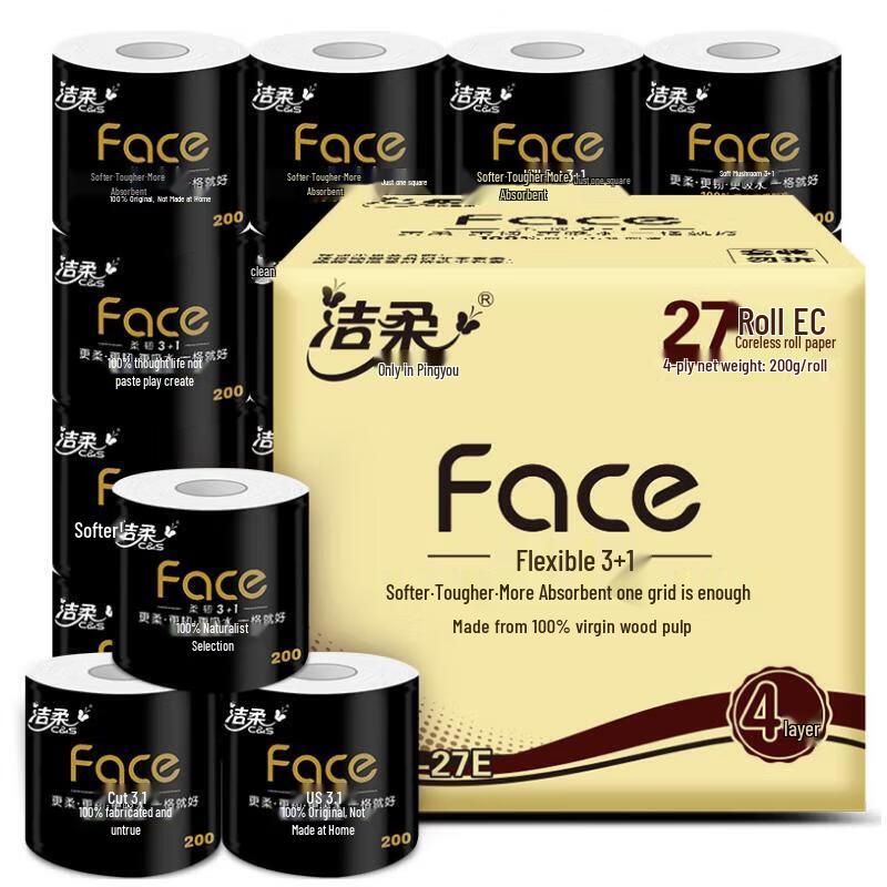 JieRou BlackFace Thickened 4-Ply Toilet Paper