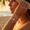 6 Pcs/Set Ceramic Sea Turtle Starfish Stacked Bracelets for Women Bohemian Pink Rice Beaded Multilayer Bracelets Party Jewelry
