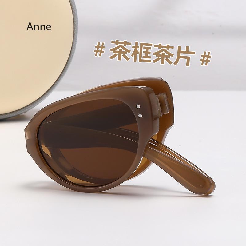 Retro Cat Eyes Foldable  New High-end Fashion-proof Sun Protection And Ultraviolet Narrow Frame Sunglasses gafas de sol