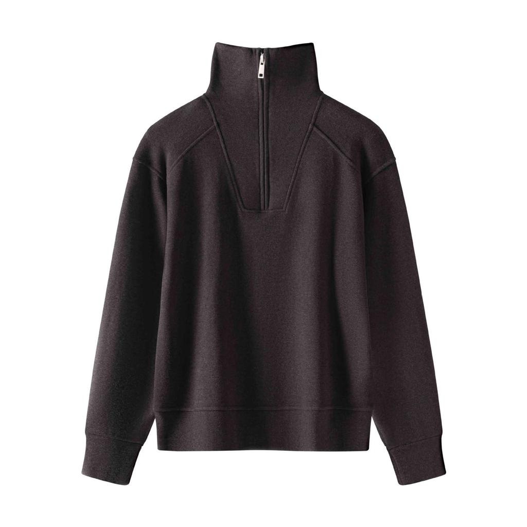 450g High Neck Half-Zip Fleece-Lined Thermal Sweatshirt - Warm and Loose for Autumn and Winter.