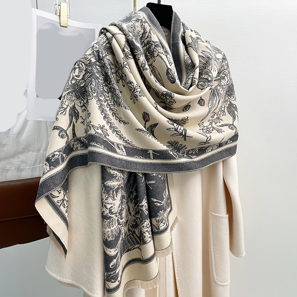 1Pieces Women's Vintage Jacquard Scarf All-season, winter, and autumn warm, soft, and stylish large shawls and wraps Extra-large air conditioning