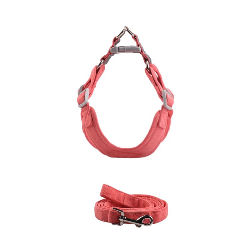 

Новейший комплект из замшевой шлейки и поводка для собак маленьких и средних пород, удобные щенячьи талисманы, аксессуары для шлейки для французских бульдогов XXS-suit 2.0-3.5kg розовый