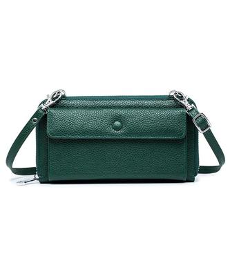 Four Leaf Genuine Leather Smartphone Shoulder Bag for Women, Wallet Included, Small Crossbody Smartphone Pouch, Touchscreen Compatible, Lightweight,