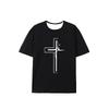 European sizes Men'S Summer Casual Sports T-Shirt with Religious Cross Print, Polyester 100%, Crew Neck, Short Sleeve, Geometric Pattern
