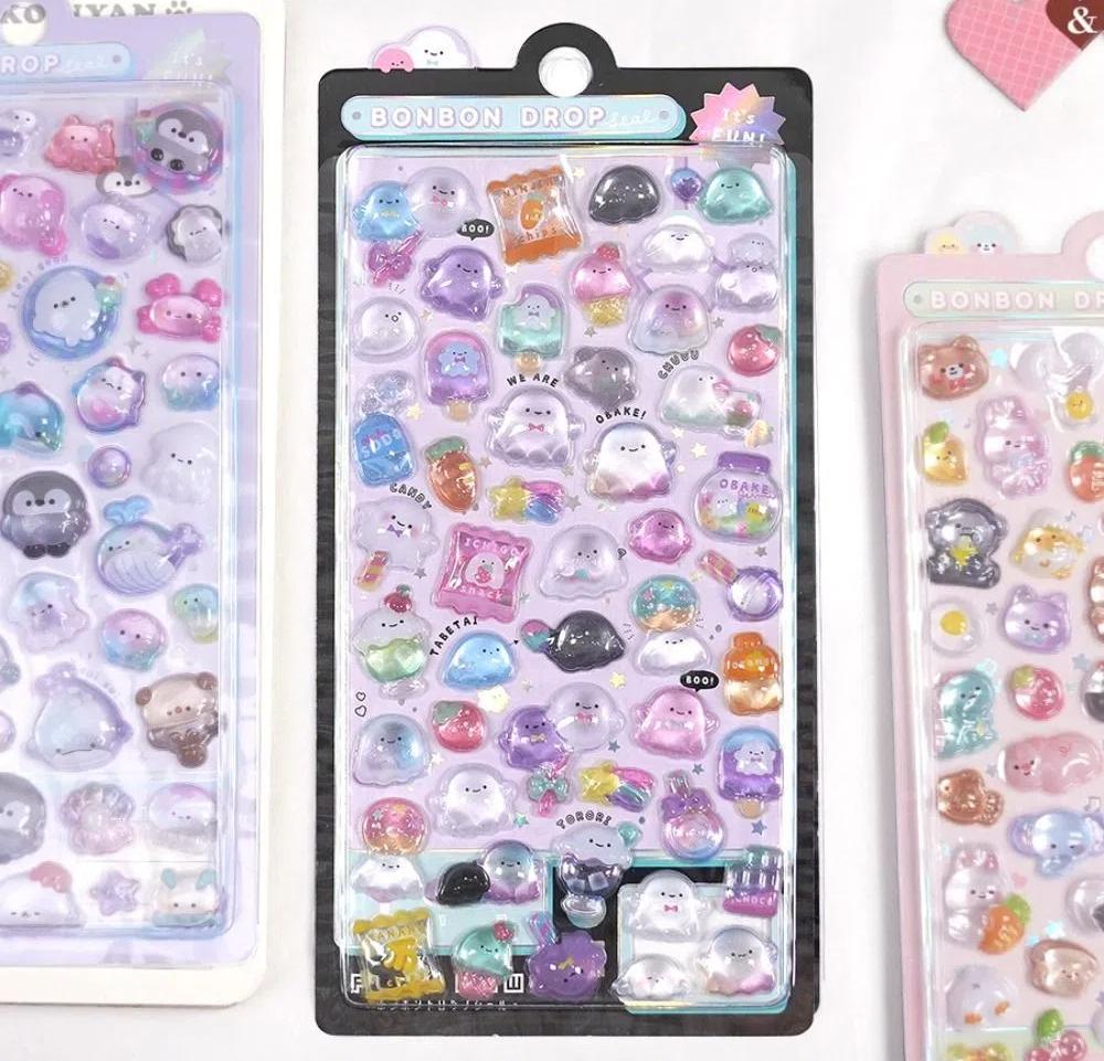 Kawaii Candy Ghost Drop Sticker Cute DIY Toy Stickers Funny 3D Relief Decor Stickers Scrapbooking
