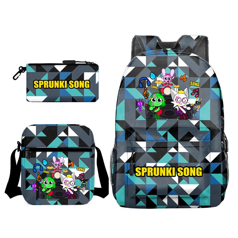 3D New Game Rhythm Box Sprunki School Bag Backpack Elementary and Secondary School Backpack Crossbody Bag Pencil Bag D