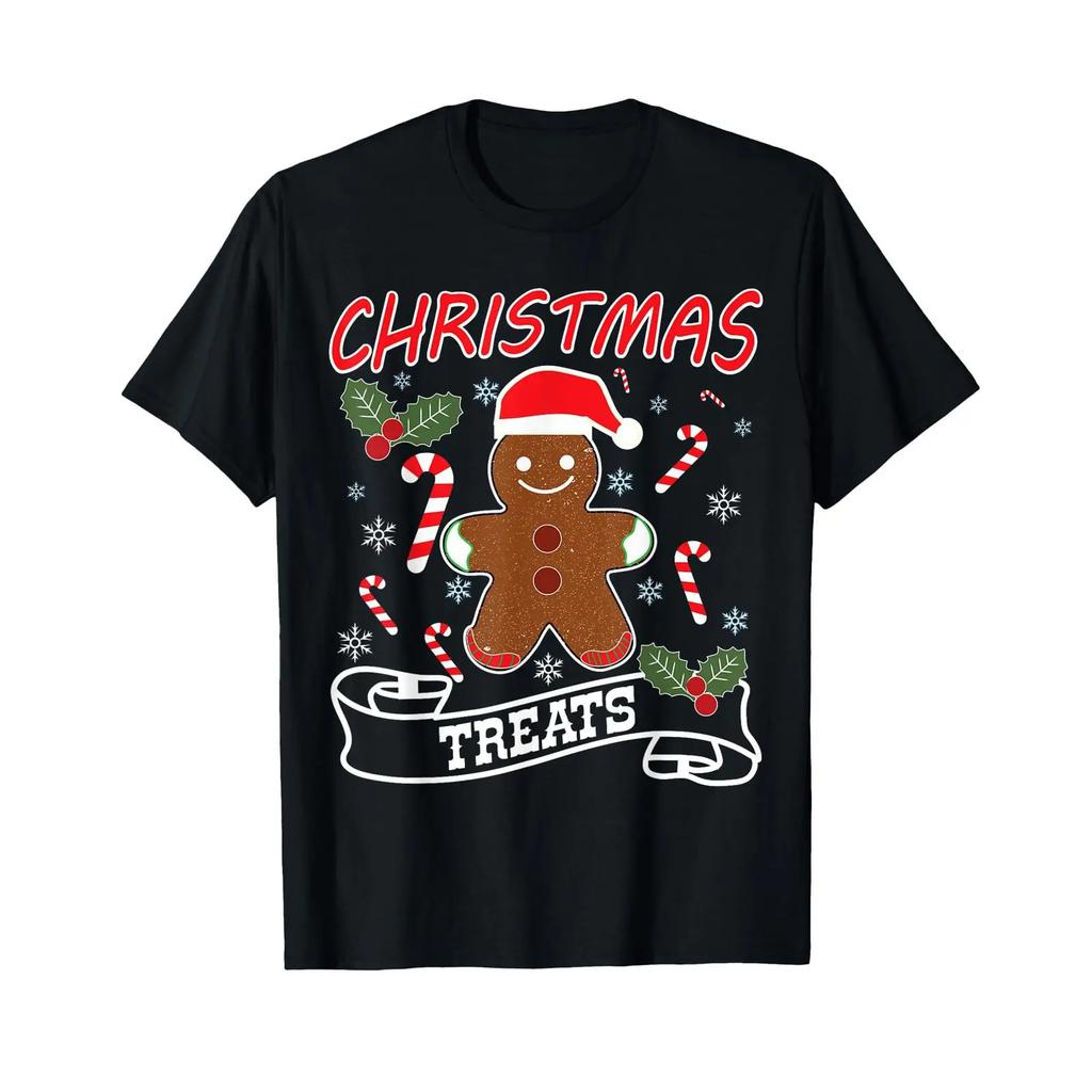Weihnachtsleckereien T Shirt I Happy Gingerbread Unisex Black Vintage Fashion Designer Clothes Graphic Stretched Homme