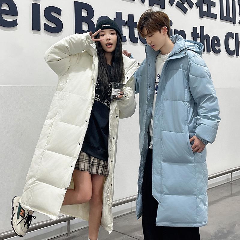 

Couple s Long Over-The-Knee Cotton Down Jacket for Autumn/Winter – Men s and Women s Loose, Casual, Warm Coat S