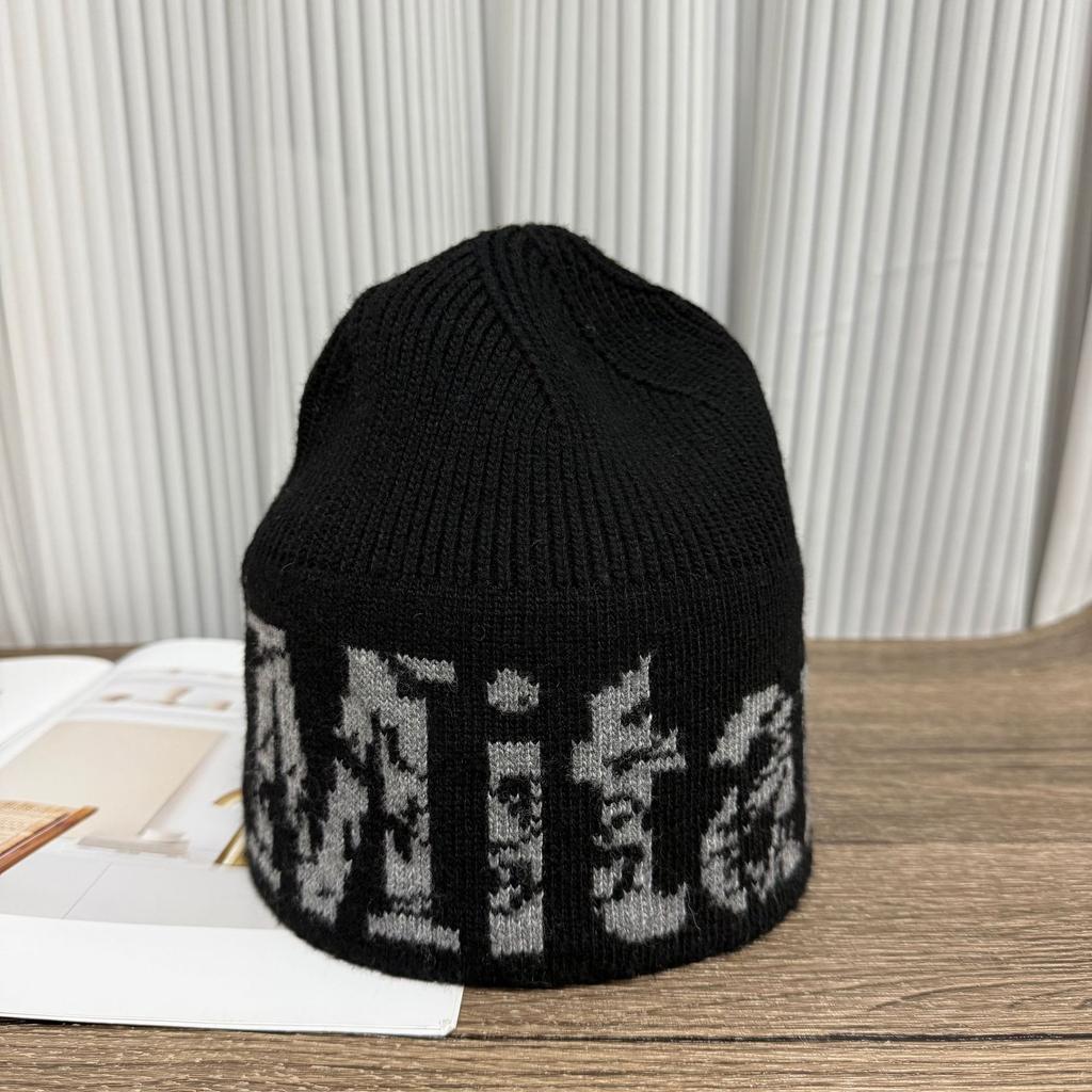 New alphabet wool hat women's autumn and winter versatile ear protection warm and cold-proof knitted pullover cold hat