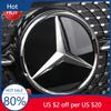 EPQ2 Hot 2025 Car Front Grille Emblem Star Badge Logo Chrome Black Silver 3D Mirror For Mercedes Benz W205 W204 W253 W213 W206 W166