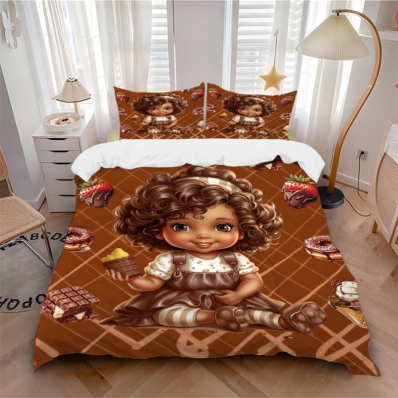 Chocolate Delightful Desserts Print 3Pcs Bedding Setduvet Cover With 2 Bedropillowcase Home Birthday Gift