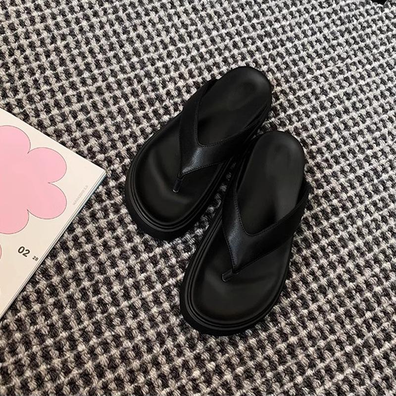 Grape mother of the same style~ Casual versatile round head toe thick bottom simple flip-flops women's summer wear