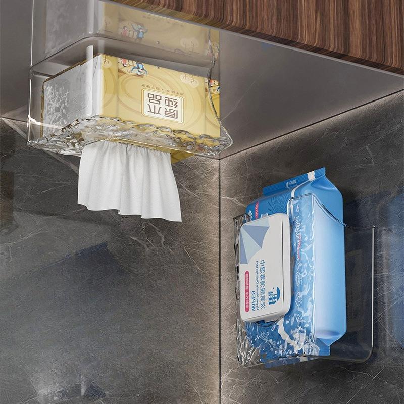 Scatola Porta Asciugamani da Viso da Parete, Scatola per Fazzoletti Senza Perforazione, Scatola per Fazzoletti da Bagno, Porta Asciugamani da Viso Monouso