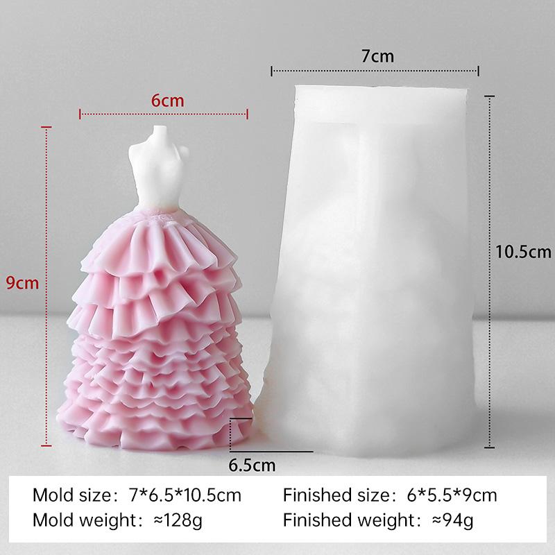 DIY Party Princess Dress Silicone Candle Mold Handmade Aroma Candle Plaster Wedding Dress Ornaments Molds Home Decoration