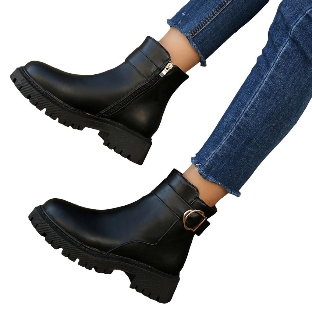 Women's Casual Side Zipper Boots - Flattering Versatile Boots for Fall and Winter