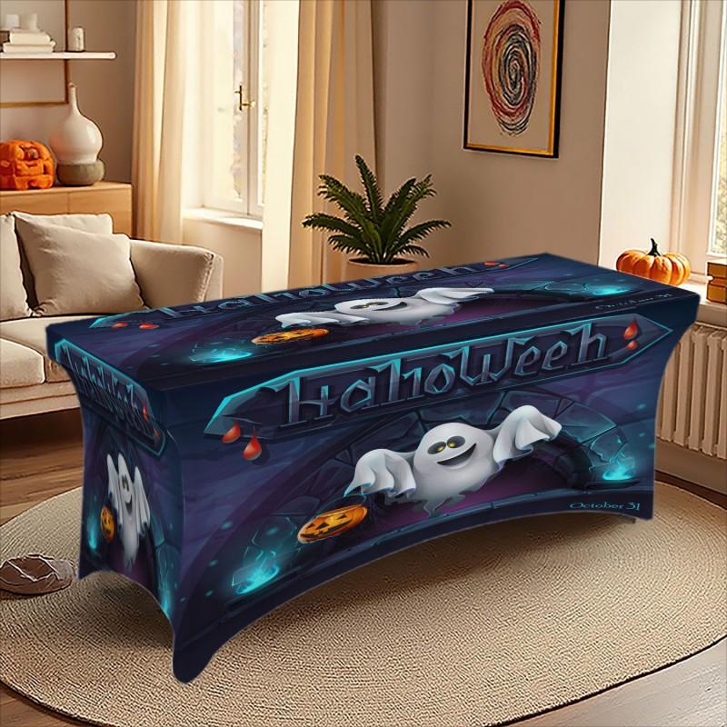 Halloween Printed Stretch Tablecloth Milk Fabric Outdoor Party Decor