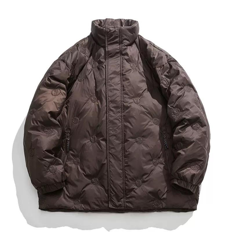 Men Stand Collar 90% Down Jacket Winter Loose Rhombus Warm Puffer Coat Outerwear
