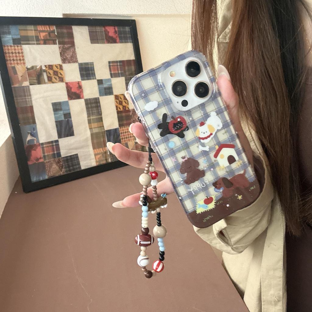 IPhone 17/16 Pro Max Koreansk Stil Katt & Hund Telefonfodral med Handrem