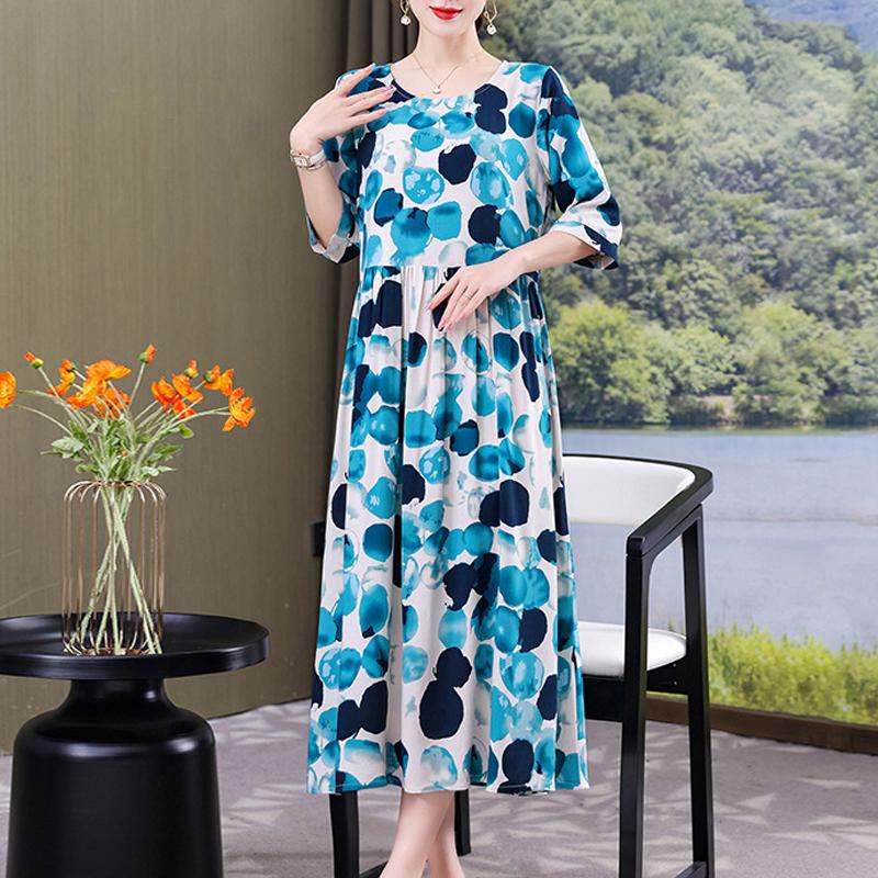 Summer Women for Dresses Casual Print Vintage Elegant Half Sleeve Women's Clothing Plus Size