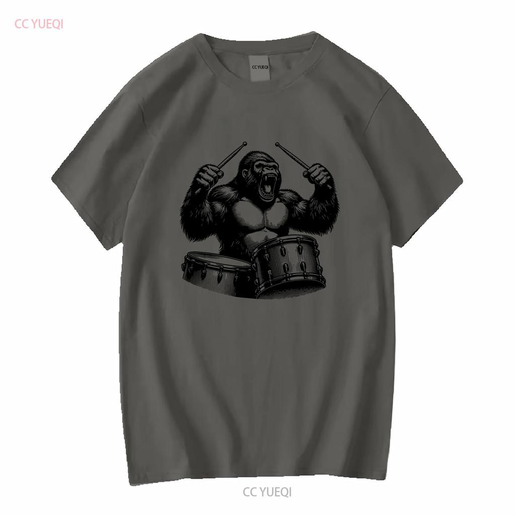 Raging Ape Drummer Animal Playing Drums Drum Set T Shirt Fathers Day long or short sleeves vintage Washed fashion Stylish