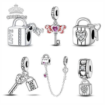Latest In Copper-Plated Love Lock Charm Suitable For Pan Snake Bone Bracelet Style Bead Elements Women Jewelry Creation Present Choice