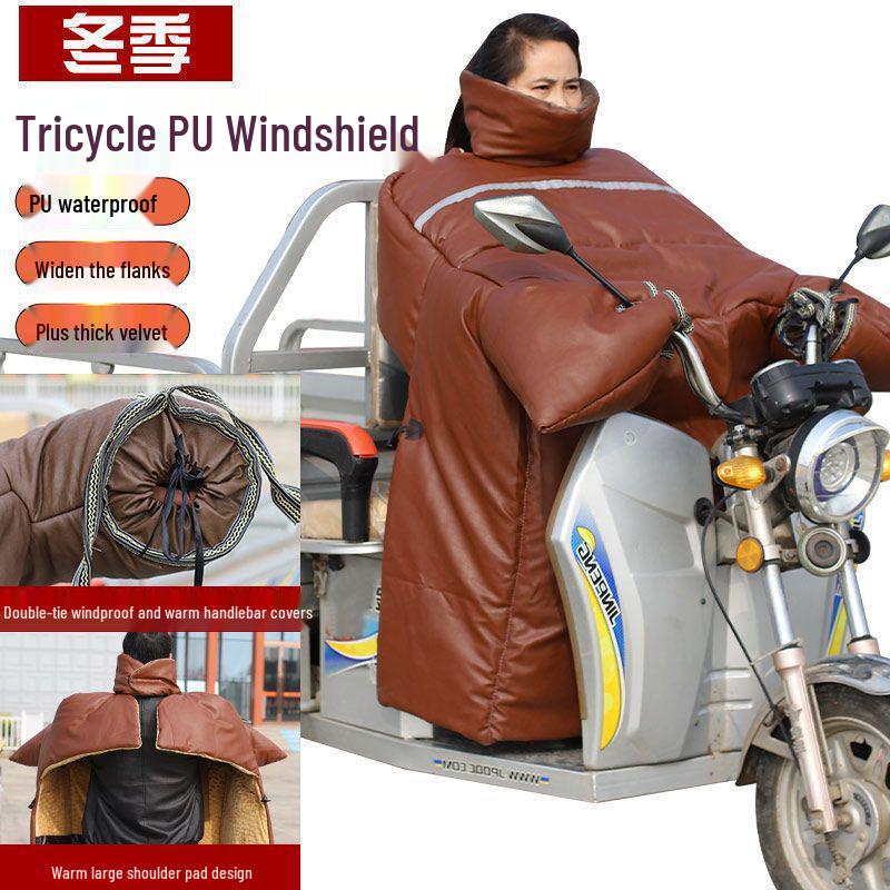 

Очень большой электрический трехколесный велосипед с бархатной подкладкой, ветровым стеклом и защитой для ног для зимы