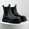 Neuankömmling Leder Herren Chelsea Boots Dicke Sohle Runde Zehenpartie Kurze Stiefel Winterbekleidung Botas Warme Plüsch Schneeschuhe Hohe Schuhe