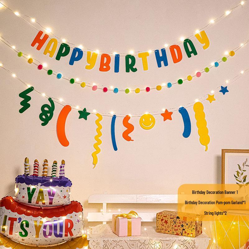 First Birthday Pom-Pom Bunting & Photo Banner for Boys and Girls