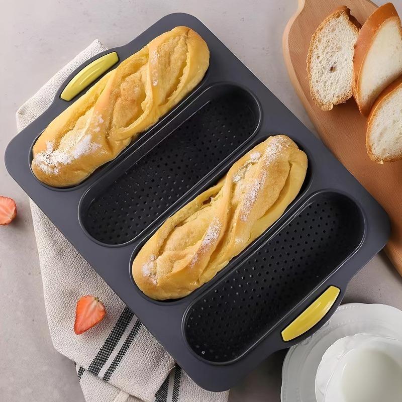 4 Wave Non-Stick Baguette Baking Pan - French Bread Tray for Sandwich & Hot Dog, Heat Resistant Kitchen Baking Tool