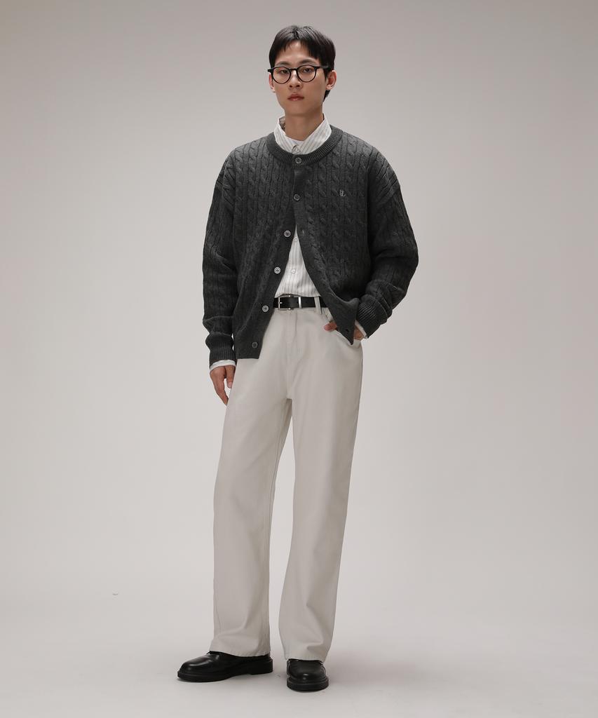 Dibellobeu Essential Mood Semi-Wide Cotton Pants_Ecru