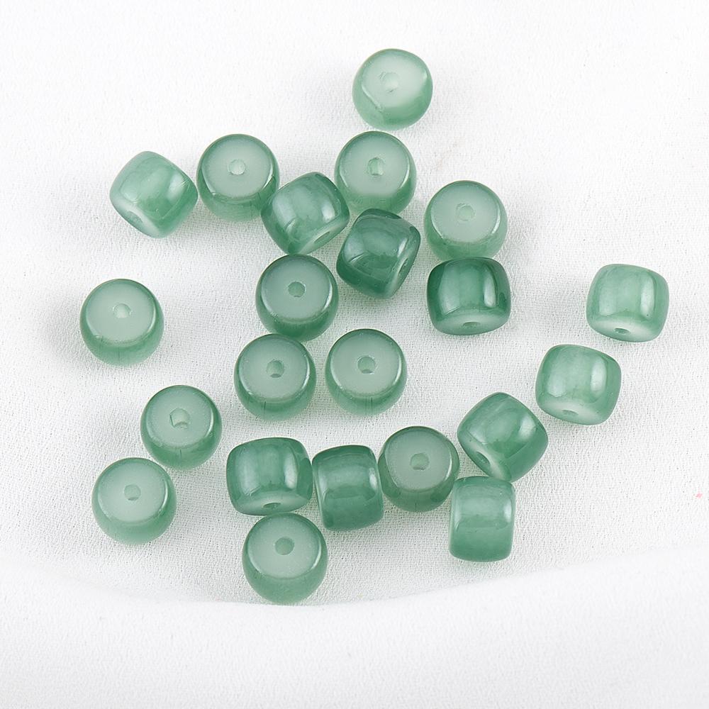 120pcs 8.5mm Colorful Glass Apple Beads Flat Round Cylindrical Spacer Bead DIY Craft Necklaces Bracelet Jewelry Making Materials