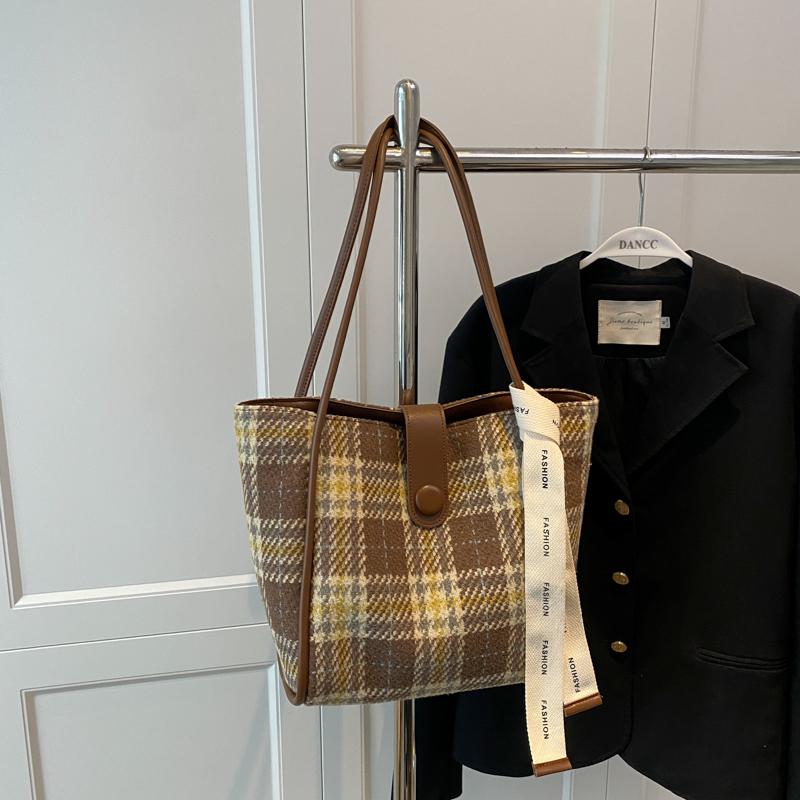 Fashion Handbag For Women Spring/Summer  New Polyester Commuting Shoulder Bag Vintage Ribbon Large Capacity Shopping Bag