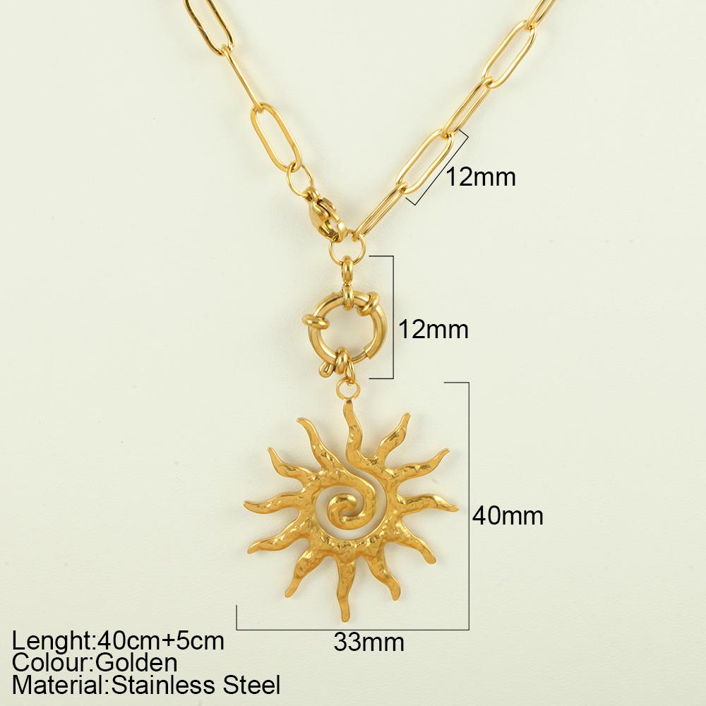 Stainless Steel Pendant Necklace for Women Spring buckle chain Sun Pendants women's Stainless Steel Zircon Birthday Gift trend