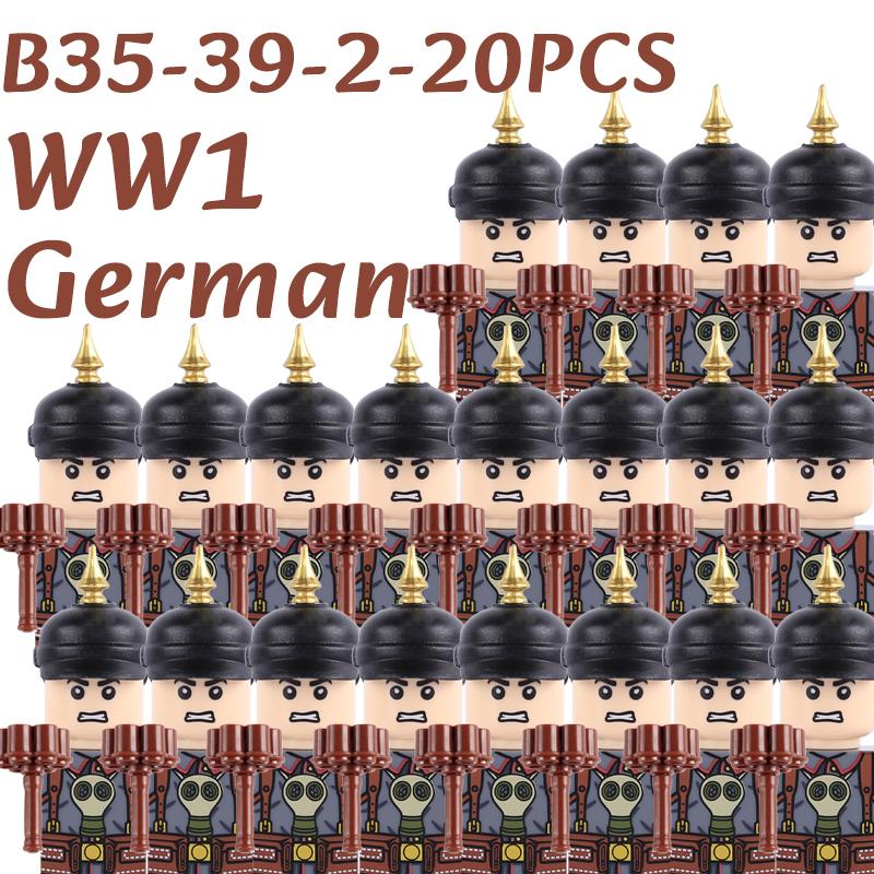 Soldatini Militari WW1 Blocchi da Costruzione Soldati Prussiani Esercito Fanteria Britannici Francesi Accessori Guerriero Mattoncini Giocattoli Ragazzi