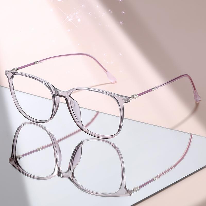 Light Pink Transparent Eyeglasses: Chic Retro Frames for Anti-Blue Light Protection & All-Day Comfort